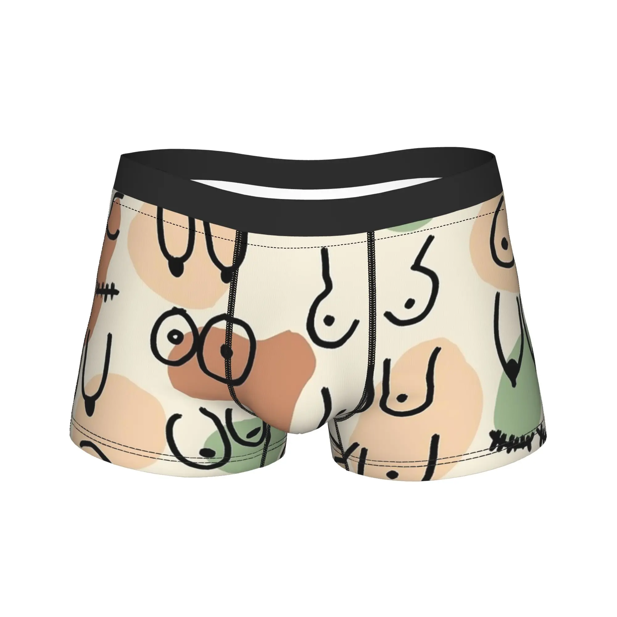 Midcentury Boobs Abstract Underwear  Breathable Panties Custom Shorts Briefs For Male 3D Pouch Oversize Boxer Shorts