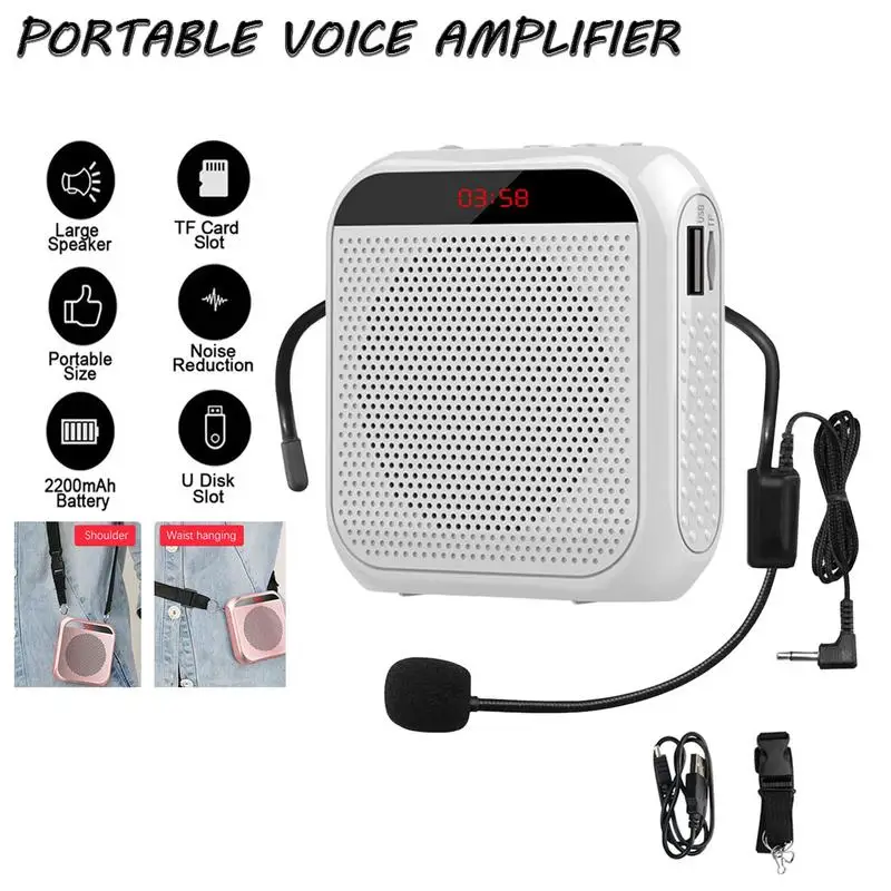 Portable Amplifier Microphone Headset Rechargeable Voice Amplifier For Teacher Training AudioCable Compact Clip Card USB Speaker