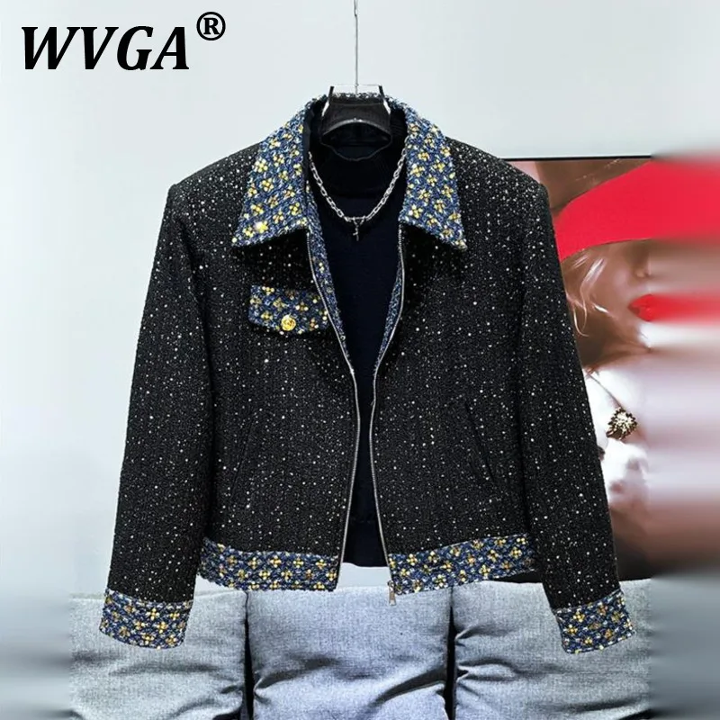 

WVGA Jackets Spring Autumn New Man Tide Sequin Decoration Patchwork Color Block Trendy Design Niche Chic Casual Coats Ins W11128