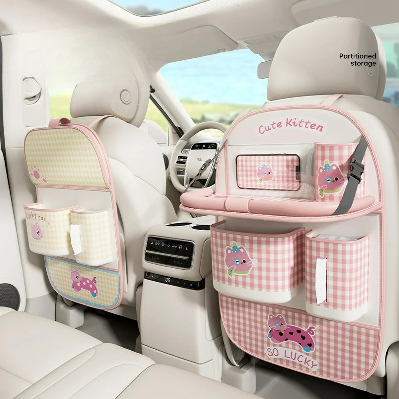 

Car Accessories Interior Space-saving Car Back Seat Storage Bag Foldable Table Board Cartoon Luggage Carrier