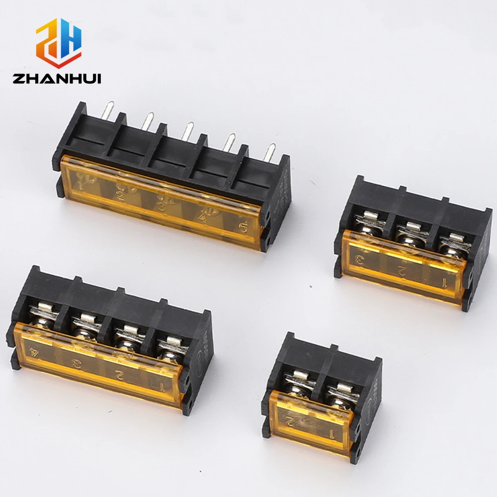 2/5 Pcs HB‑9500 9.5mm Pitch PCB Screw Terminal Block, 2‑10 Pin 300V 30A Barrier Connector with Protective Lid