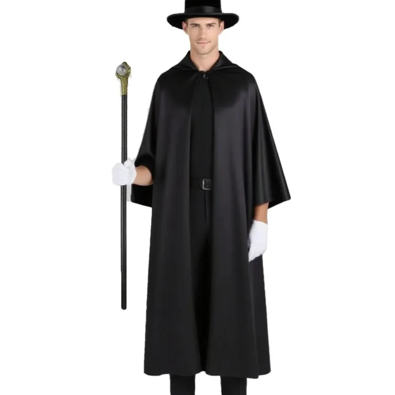 

Halloween Cloak Adult Cloak with Hat Black Death Cloak + Golden Claw Scepter + Hat