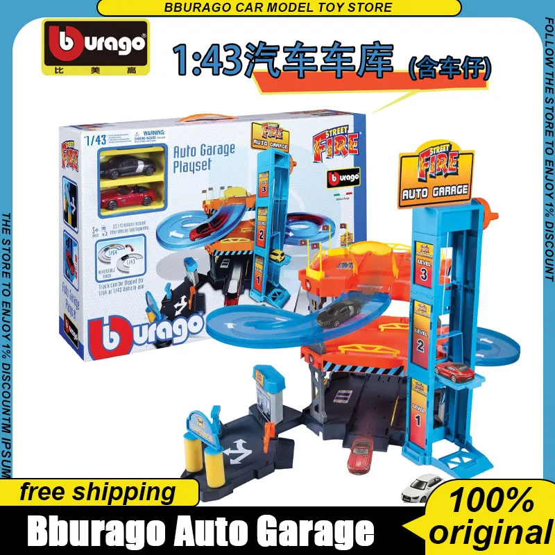 

Bburago 1:43 Auto Garage Playset Race Track Car Ramp Toy Educational Gliding Rail Puzzle Set For Kids Boys Birthday Gift Toy Kid