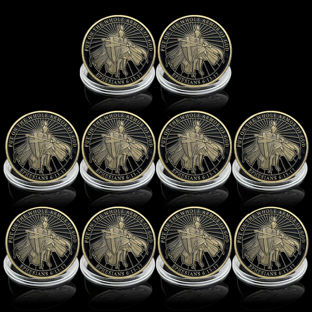 

Templar Bronze Commemorative Coin Put on The Full Armor of God Ephesians6:13-17 Collectibles Art Souvenir Challenge Coin