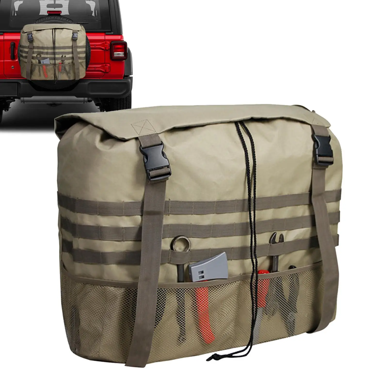 

Spare Tire Trash Bag Cargo Storage Pouch Large Capacity Spare Tire Trash Bag for Vehicle Trip Car Offroad Truck RV Road Hiking