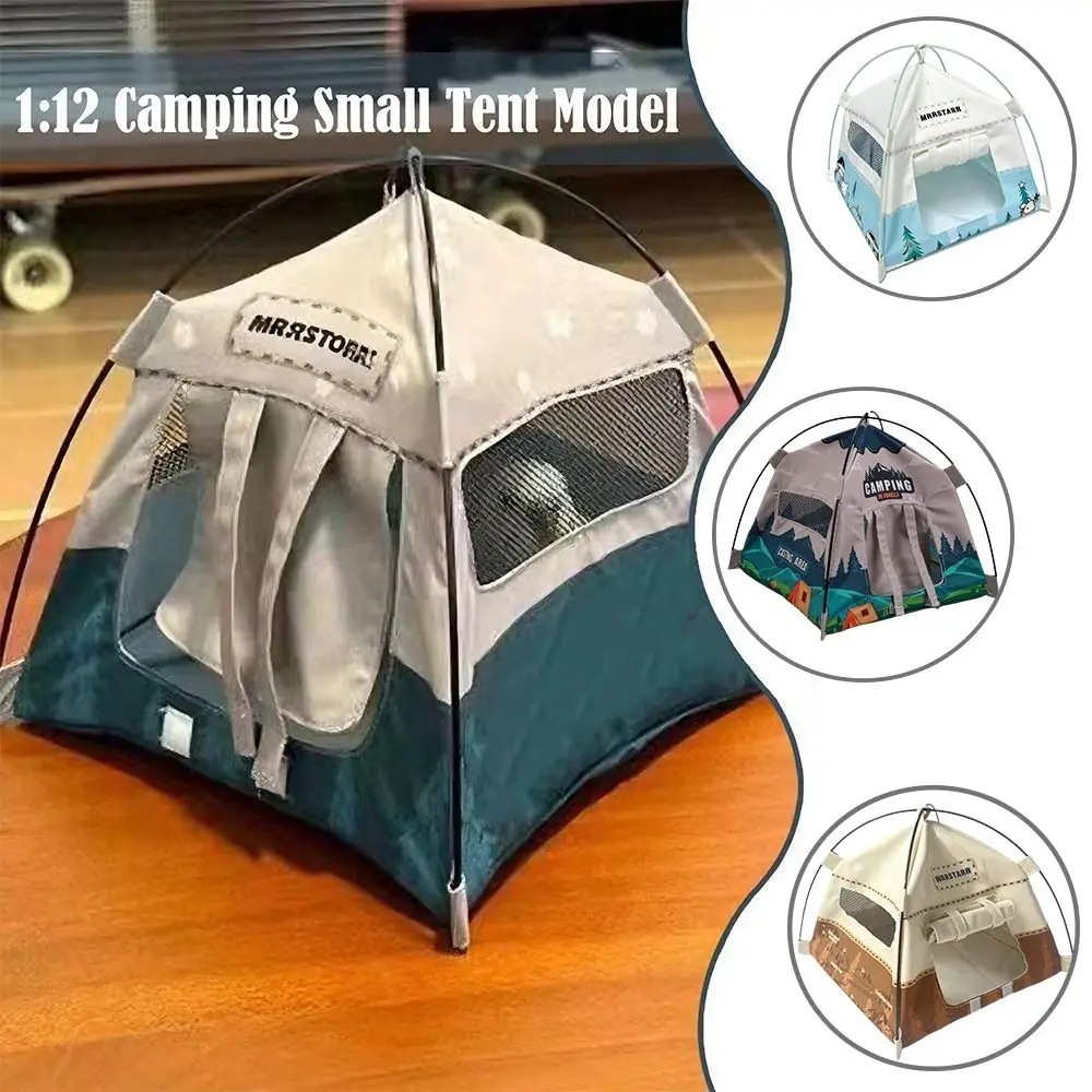 

Toy Model 1:12 Scale Camping Tent Model Simulated Mini Miniature Doll Tent Oxford Cloth Dollhouse Miniature Dollhouse Ornament
