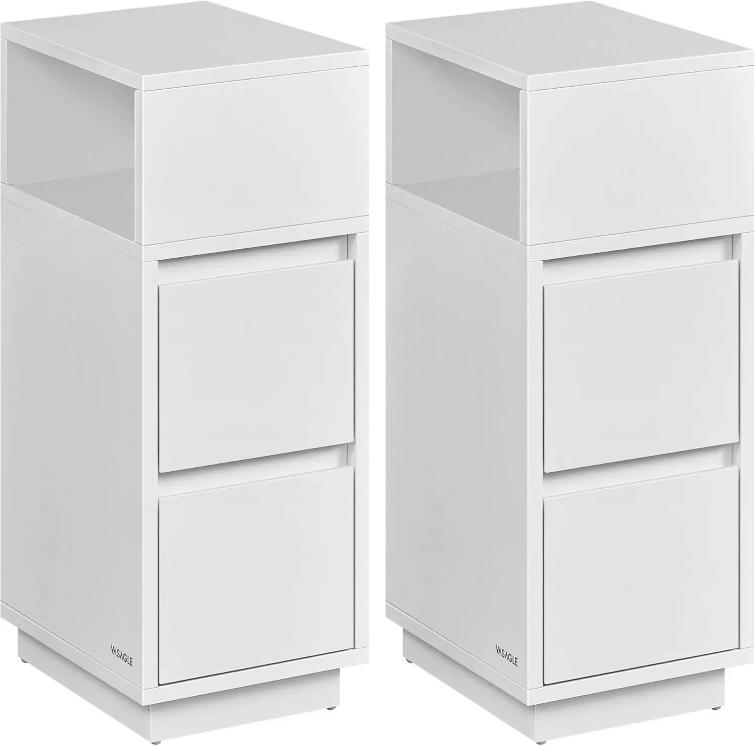 schmal, Beistelltisch mit 2-Schubladen, offenes Fach nach Links oder rechts flexibel montierbar, für