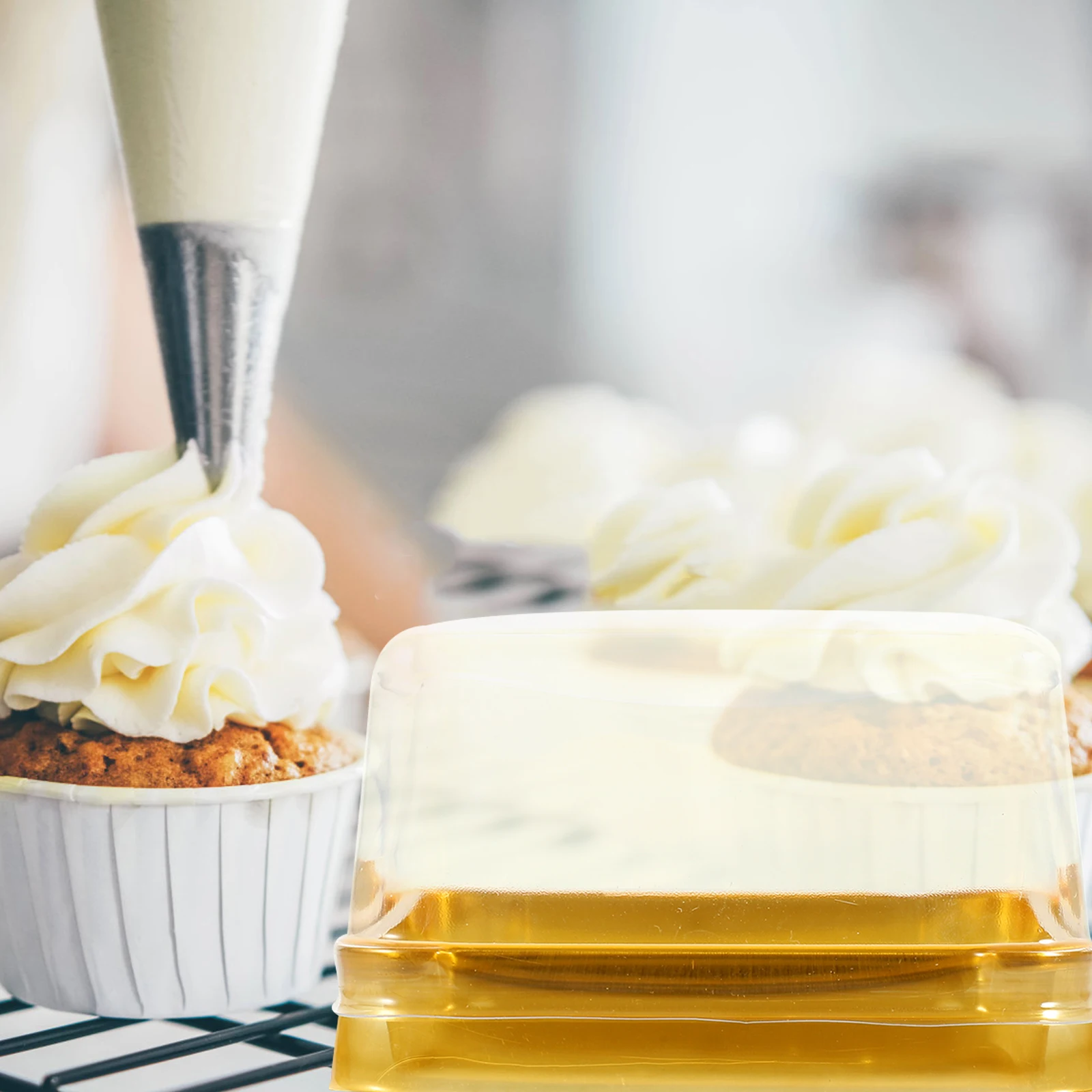 50pcs Transparent Baking Packaging Boxes For Moon Cake Cupcake Dessert Clear Dome Container Food Storage Case Kitchen