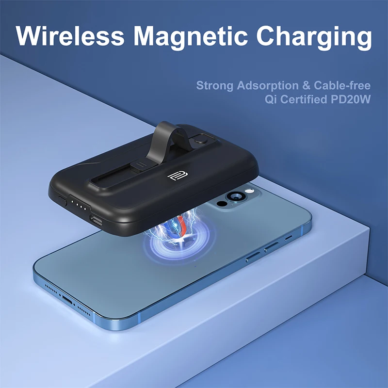 Wireless Magnetic Charging PD18W 5000mAh Portable Mini Power Bank Outdoor Mobile Power Type-c for iPhone 15 14 13 12 Android etc