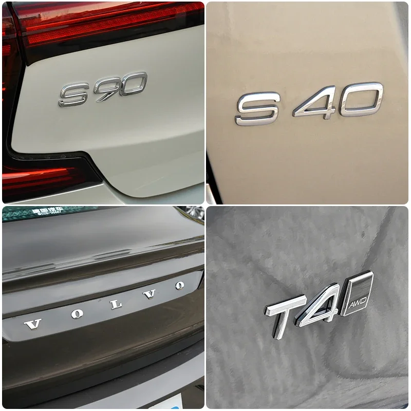 Carro ABS 3D Letter Adesivos, Logotipo Tronco, Adequado para Volvo XC60, XC90, S60, S80, S60L, V40, V60, T5, T6, AWD