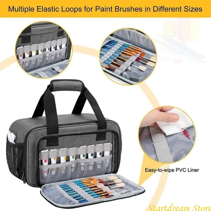 

Acrylic Paint Carry Bag Hold up to 50 Bottle Art Paint Organizers Carry Case K92C