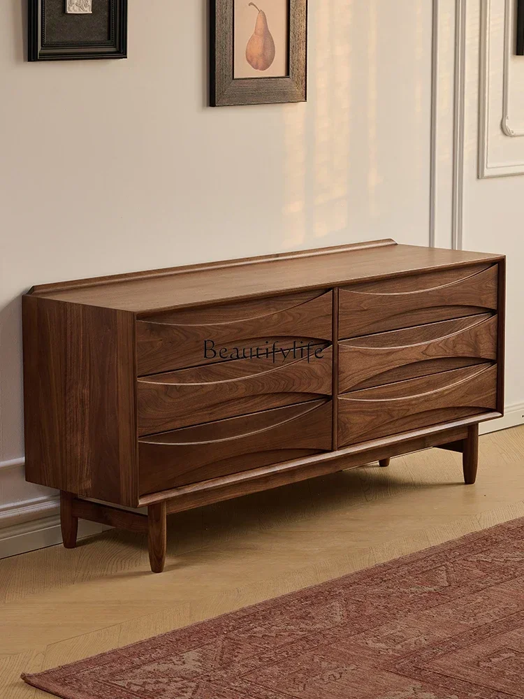 13North American black walnut all solid wood American locker medieval drawer cabinet