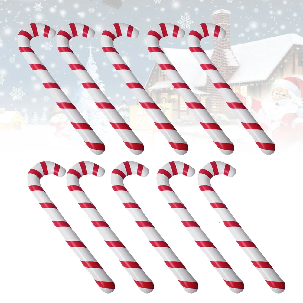 10 Pcs Christmas Walking Sticks Candy Canes Holiday Inflatables Decorations Toys Inflation Decorative Crutches Tree