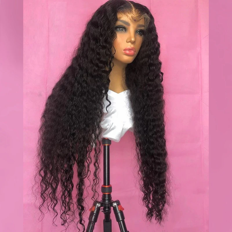 

Long Soft Glueless Black 26" Kinky Curly Deep Lace Front Wig For Women BabyHair 180%Density Preplucked Daily Cosplay