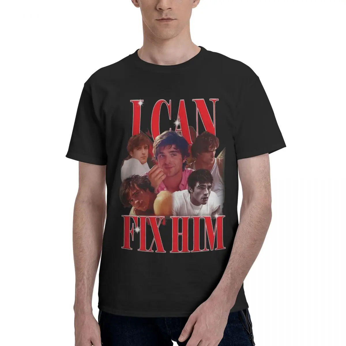 Men T-Shirt Jacob Elordi I Can Fix Him Novelty Pure Cotton Tee Shirt Short Sleeve T Shirt Round Collar Tops Plus Size