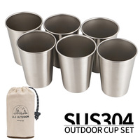 Newest Outdoor 304 Stainless Steel 4PCS 6PCS 8PCS Set Cup Large Camping Picnic Portable Beer Cup Set White Bar Household Cup