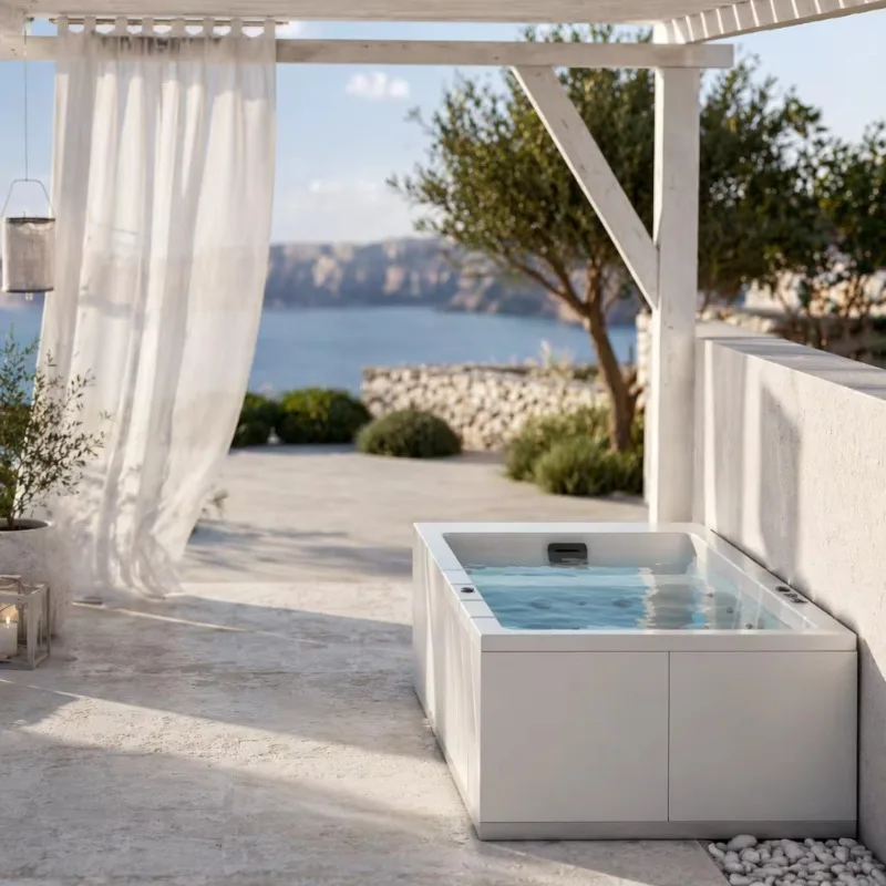 Square Outdoor Whirlpool Spa White Acrylic with Ice Holder Garden Jacuzzi Custom