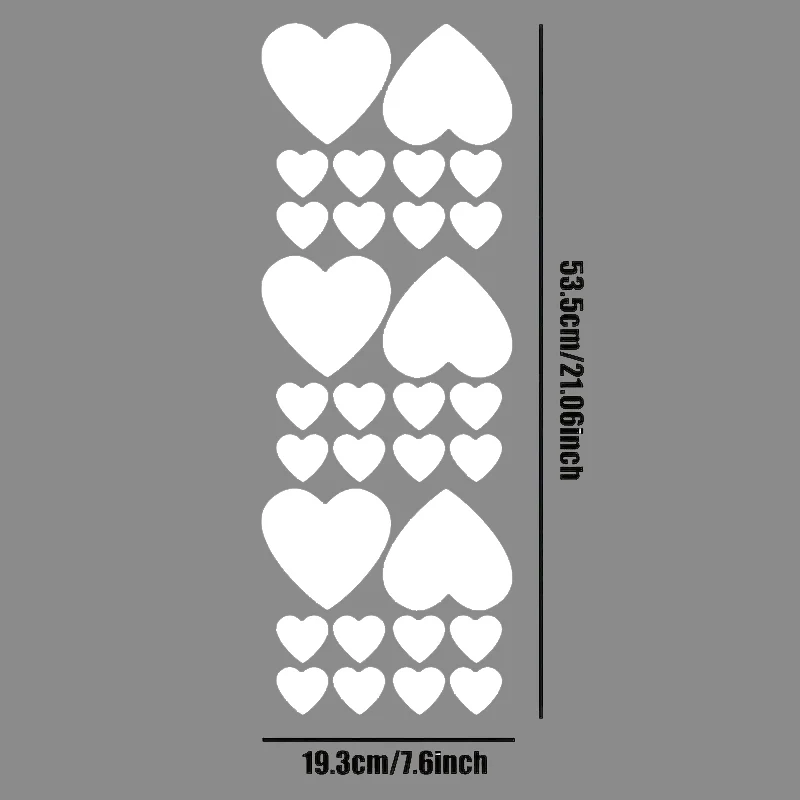 30pcs Hearts Car Stickers Self-adhesive Vinyl Decals Fender Bumper Body Waterproof Decoration Scratch Covering Auto Accessories