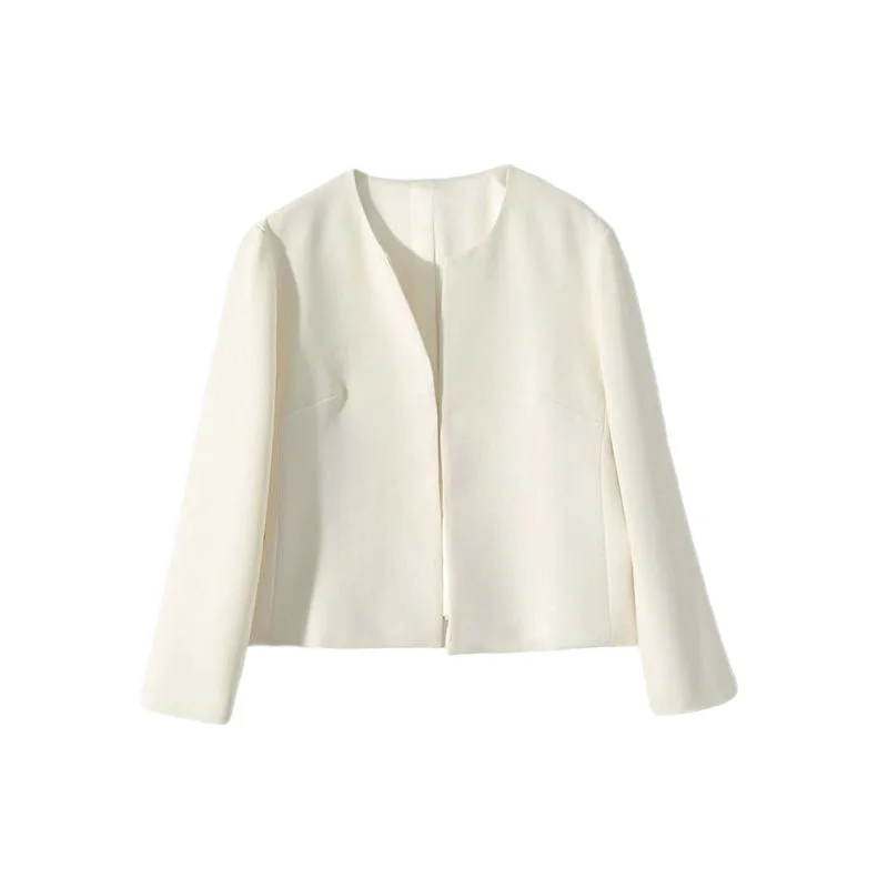 Blazer feminino de manga comprida com decote em v, simples senhora do escritório, monocromático, casacos básicos de negócios, moda clássica, casual, primavera, verão, novo