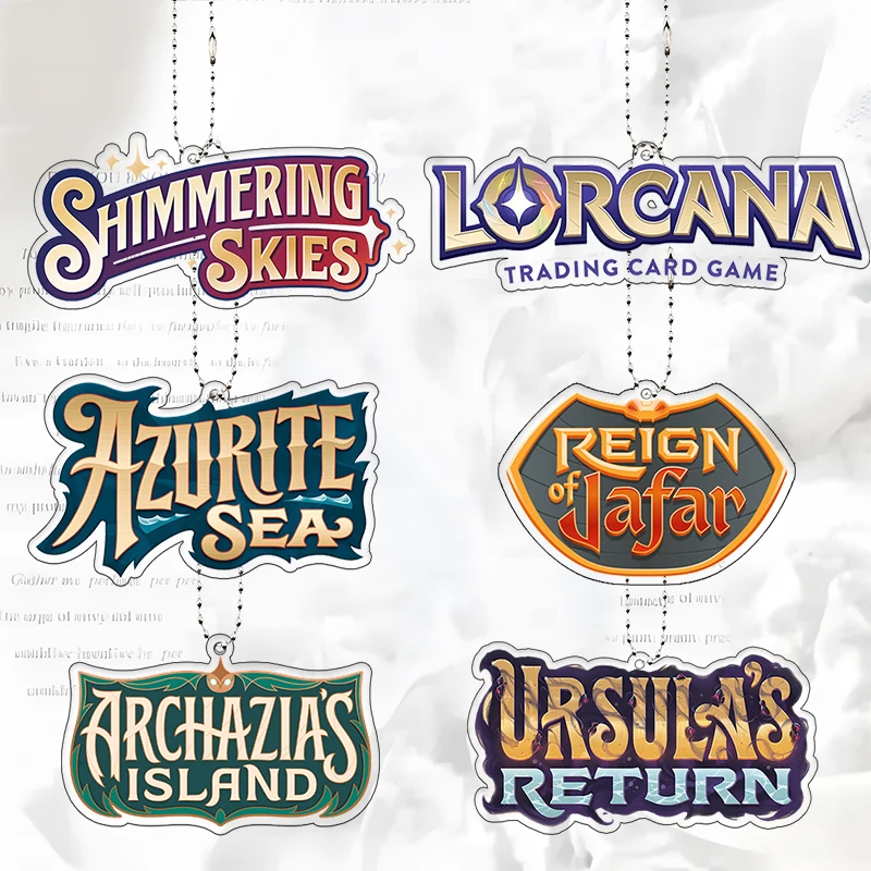 Porte-clés Lorcana, jeu de cartes à collectionner, Ciel scintillant, Mer azurite, porte-clés en acrylique, île d'Archazias, décoration de sac, retour d'Ursula