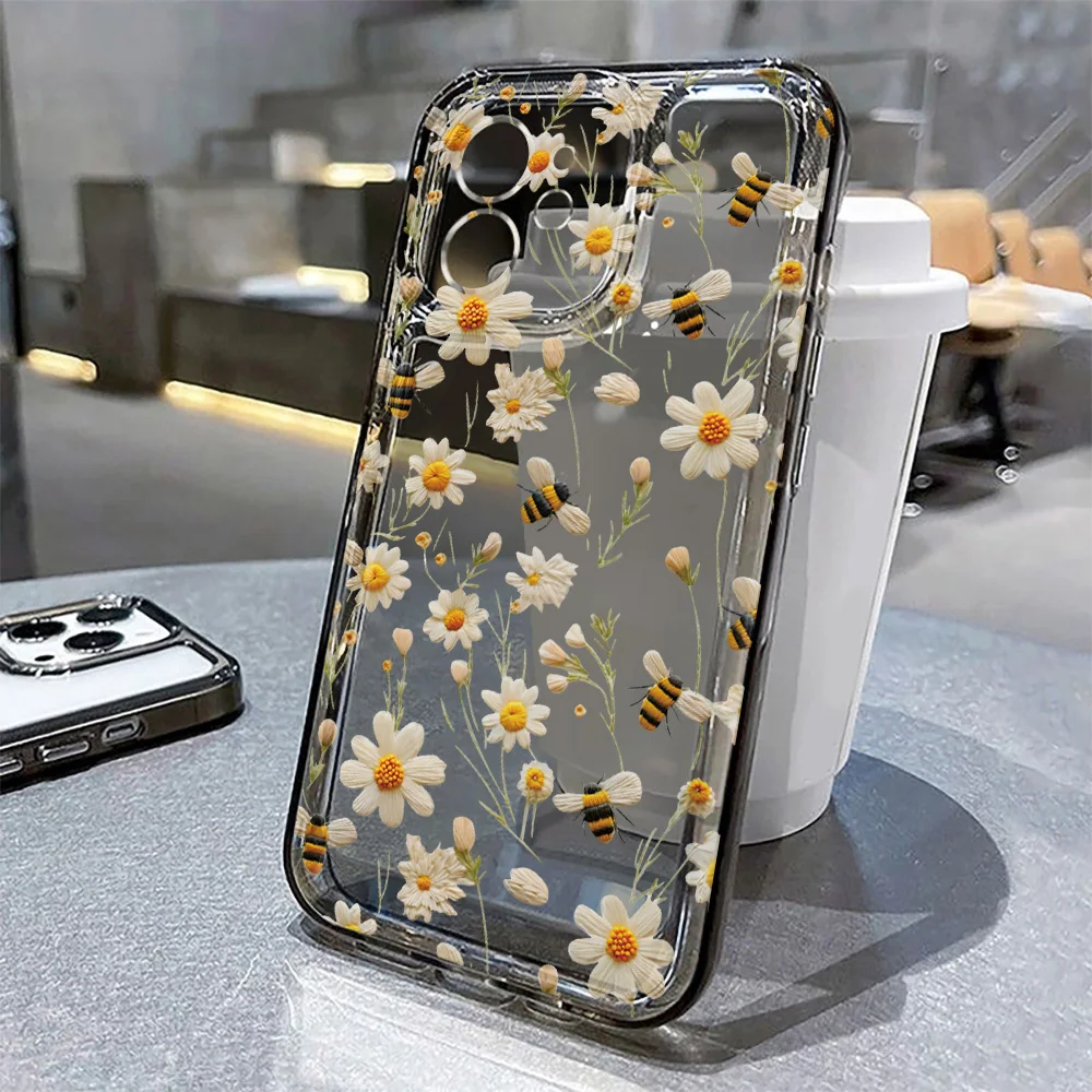 Cute Flower Case For iPhone 17 Pro Max Fundas iPhone 16 15 14 13 12 11 Pro Max 17Pro 16Pro 17Promax Clear Shockproof Soft Cover