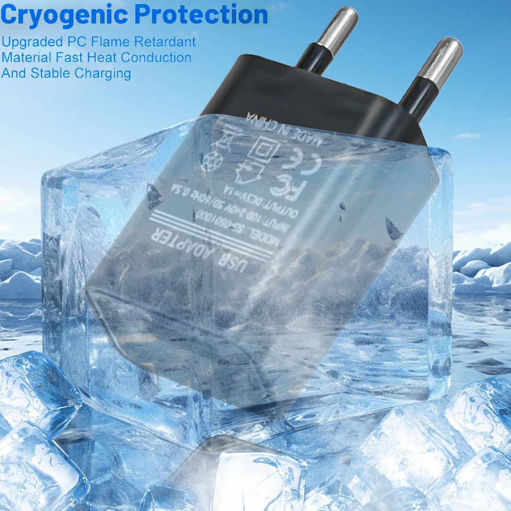 Portable 5V 1A USB Charger Adapter Wall Charging Head Mobile Phone Charger EU Plug For iPhone Xiaomi Samsung Travel Charge - náhled 5