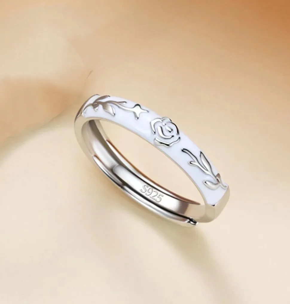 جديد حار بيع فضي اللون الطازجة الحلو الأمير الصغير روز أزياء زوجين خاتم مفتوح هدية J945 #4