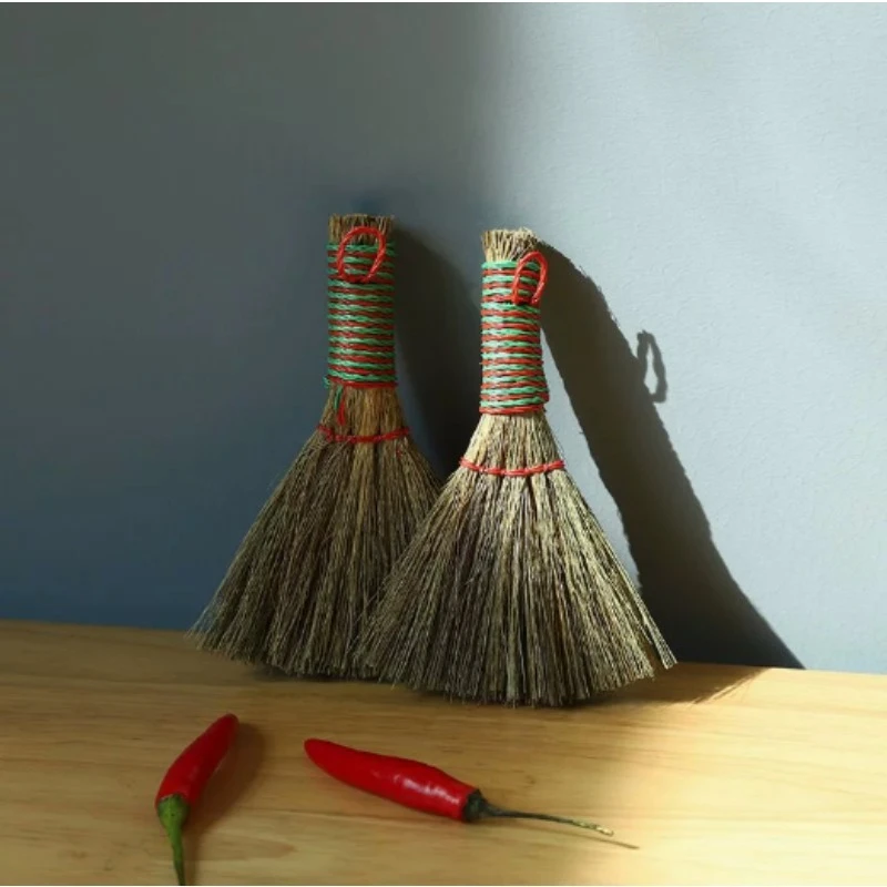 Escoba tejida de paja, escoba de escritorio, cepillo para fideos de arroz, escoba para chimenea, fideos de arroz, escoba para chimenea, limpieza del hogar, eliminación de polvo