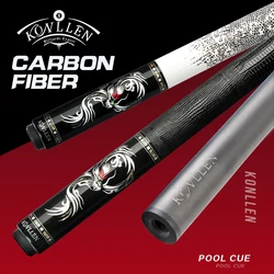 KONLLEN Carbon Fiber Pool Cue Stick PRO Taper Shaft Super Low Deflection Billiard Pool Cue Ebony Hand-Made Inlay Billiard Cues
