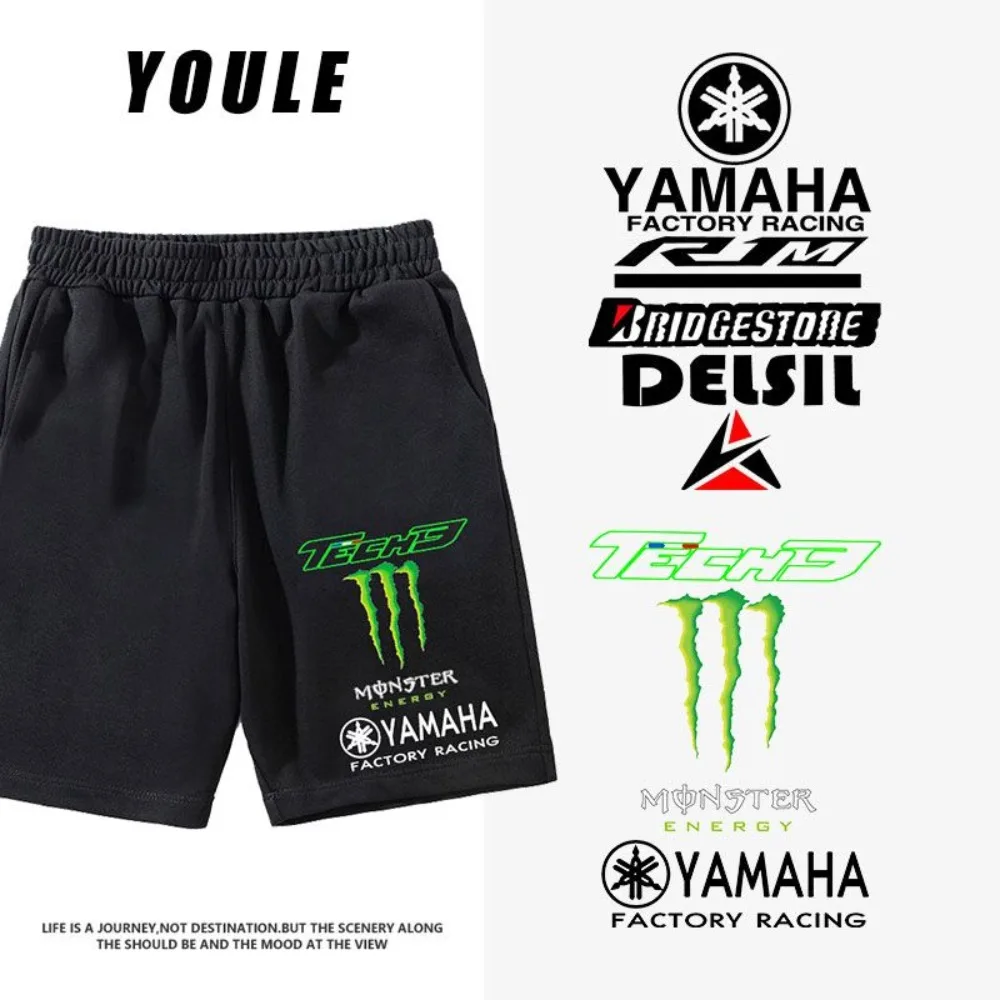 American YAMAHA Yamaha 오토바이 프린트 바지 남성용 반바지 여름 트렌드 루즈 스포츠 캐주얼 바지 코튼