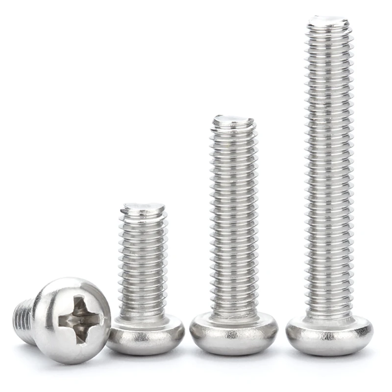 DIN7985 M1 M1.2 M1.6 M2 M2.5 M3 M4 M5 M6 M8 304 Stainless Steel Round Pan Head Phillips Machine Screw Button Head Cap Cross Bolt