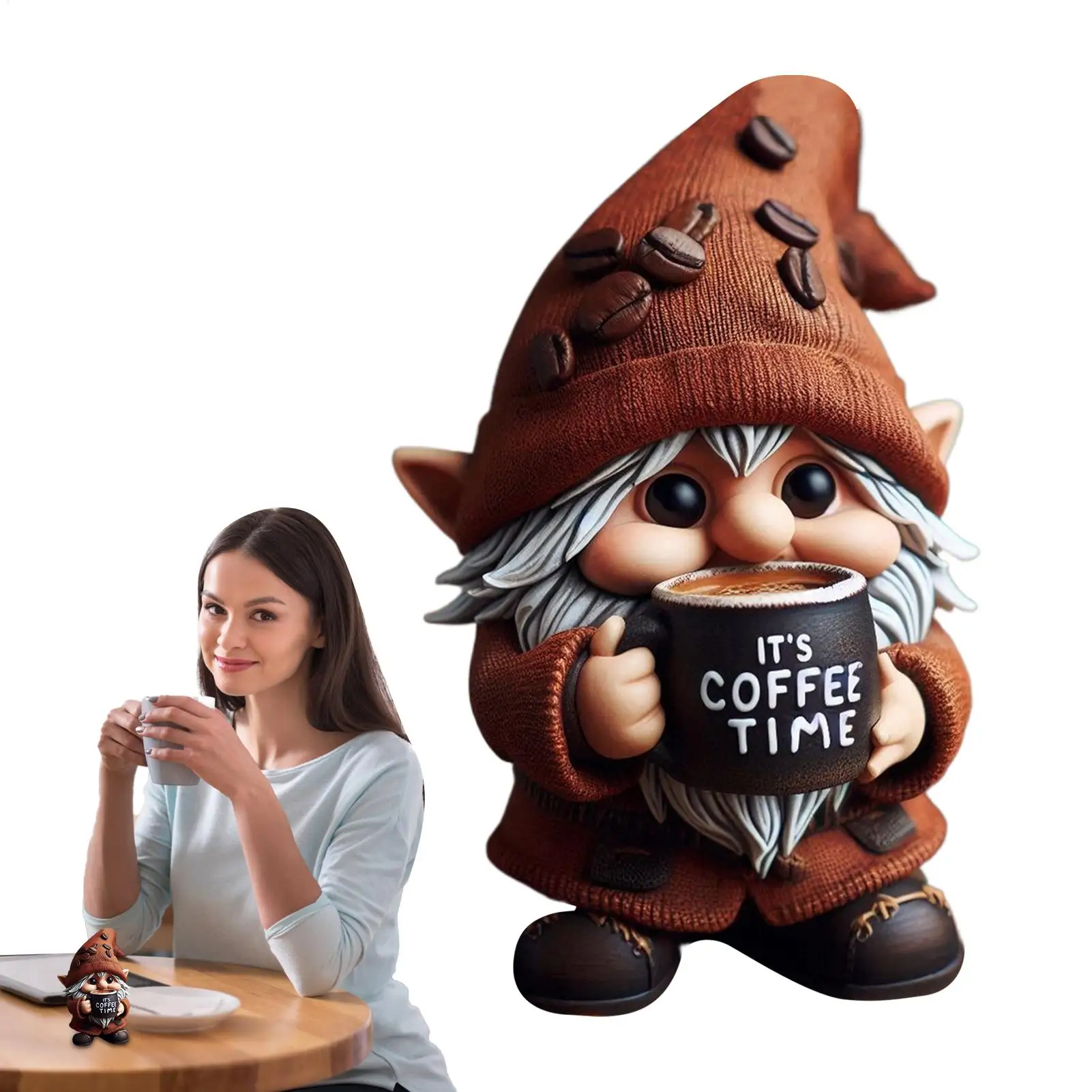 Kaffeezwerge, Kunstharz, handgefertigt, für Küche, Tischdekoration, Kaffeebar-Zubehör, Weihnachtsgeschenk für Kaffeeliebhaber, Heimdekoration