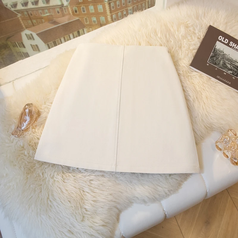 Falda sencilla de cintura alta de aodón da acampanada para mujer, Falda corta profesional OL de verano, falda de medio ...