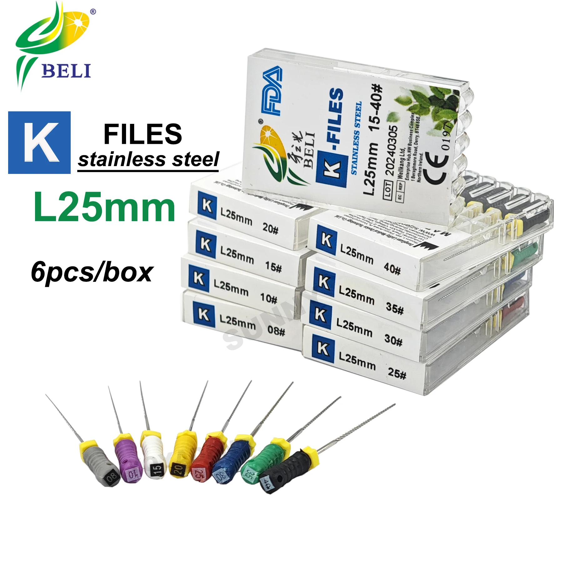 25mm Dental Hand Use K-Files Stainless Steel Endodontic Files Root Canal Treatment Drills Dentistry Lab Dentist Tools 6Pcs/Pack