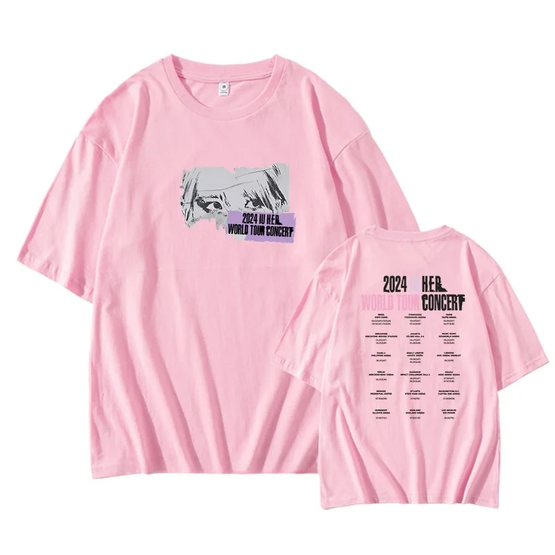 IU Eunpil HER 2024 Tour Concert Loose Fit Short Sleeve T-Shirt Pure Cotton Printed Support Songwear Casual Commute Style