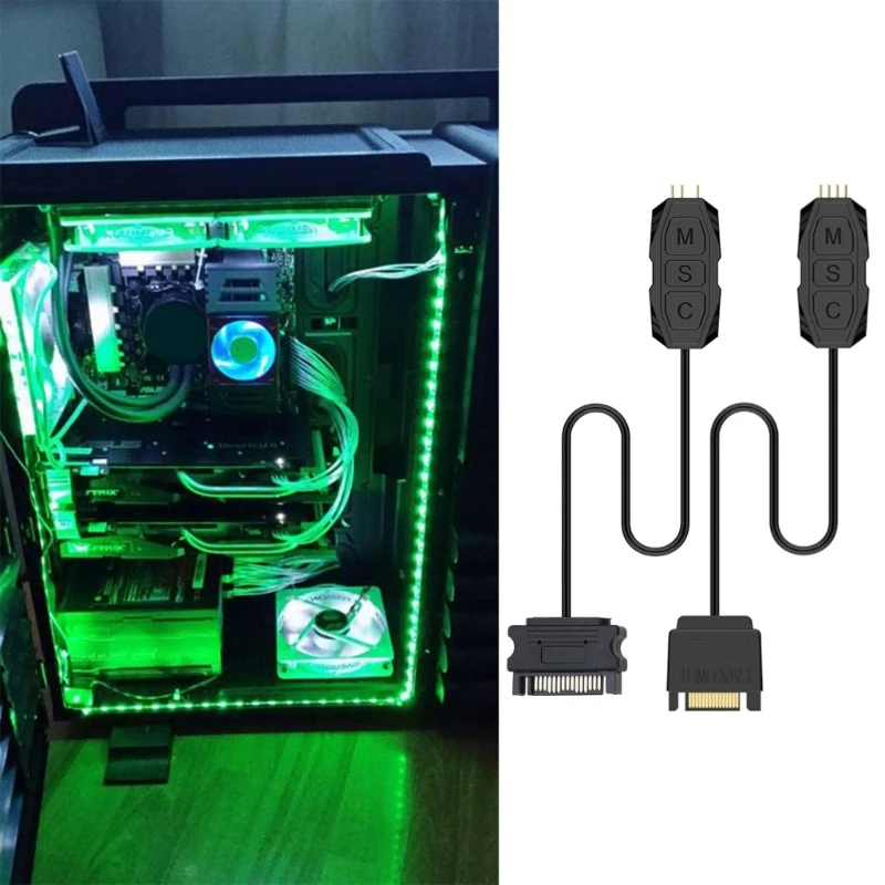 2024 New RGB Controller Cable,PC 5V12V ARGB CPU for Case Fan LED Light Strip Bar Water Cooling Control Molex Powe