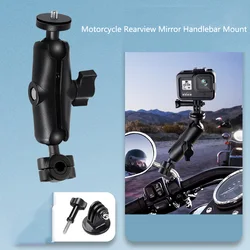 Motorcycle Rearview Mirror Handlebar Mount Clip for Insta360 X5 X4 X3 X2 GoPro 12 11 10 9 Camera Selfie Stick Monopod Base Clip