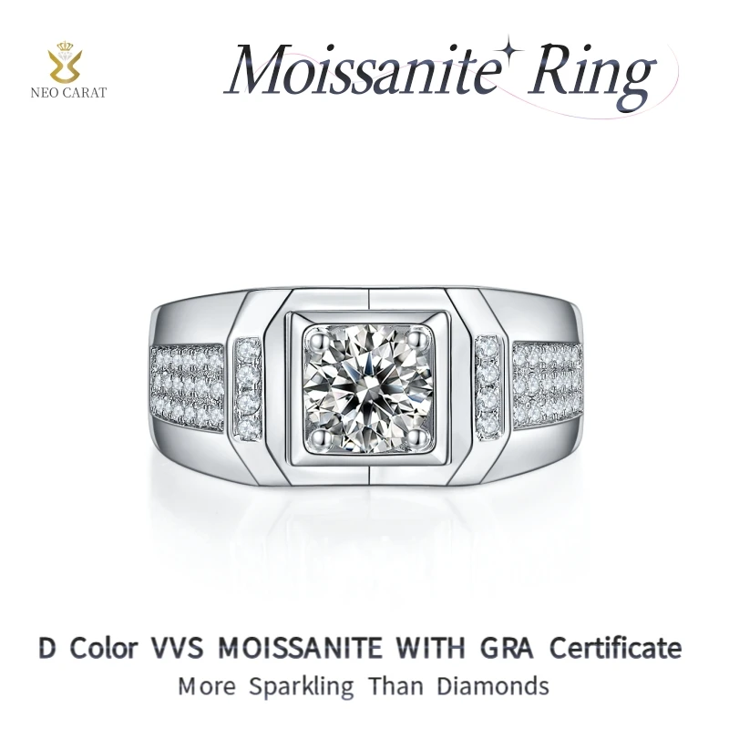 

1-Carat D Color Moissanite Classic Wedding Ring, 925 Sterling Silver Couple's Engagement Ring with GRA Certificate