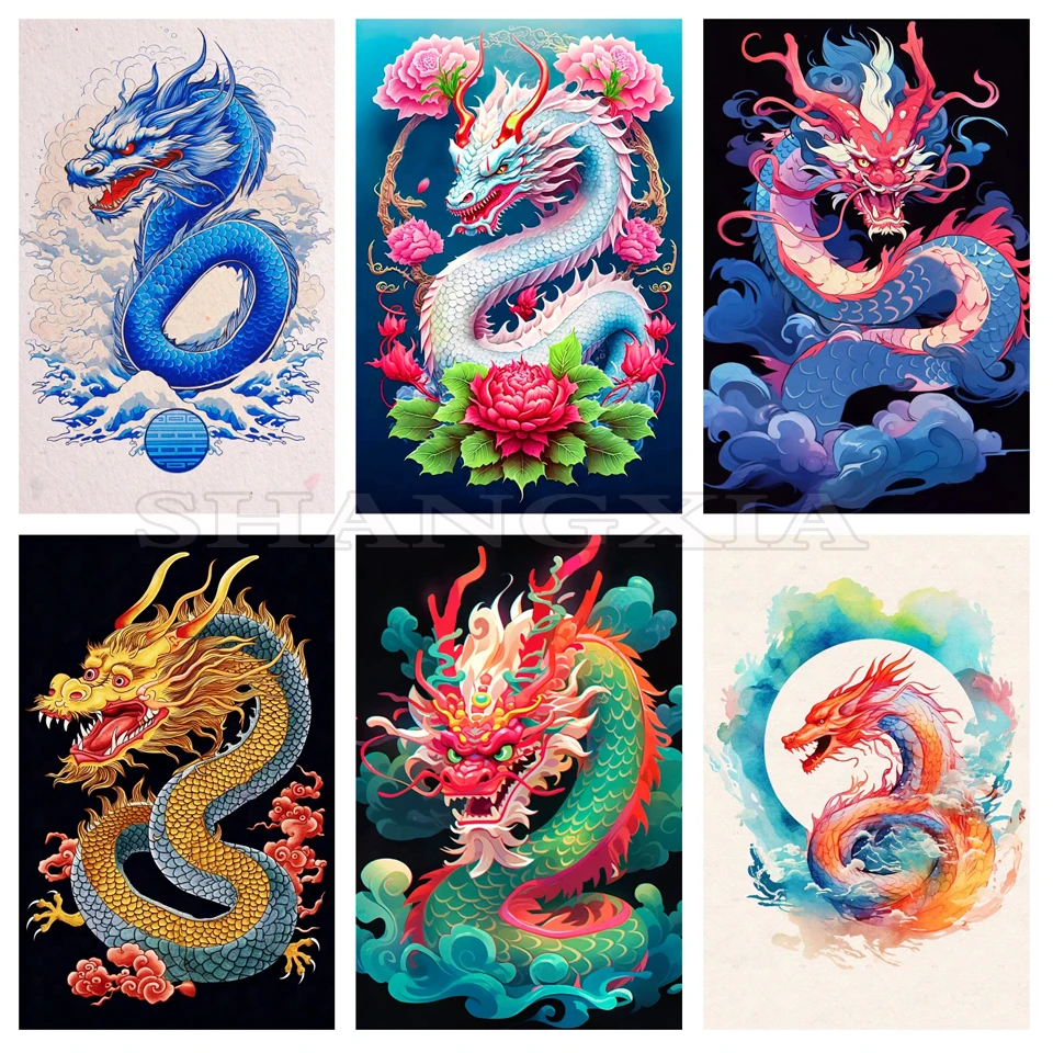 Chinese Dragon DIY Diamond Painting Kits New 5d Full Diamond Mosaic Puzzle Animal Peacock Diamond Embroidery Gift Home Decor A7