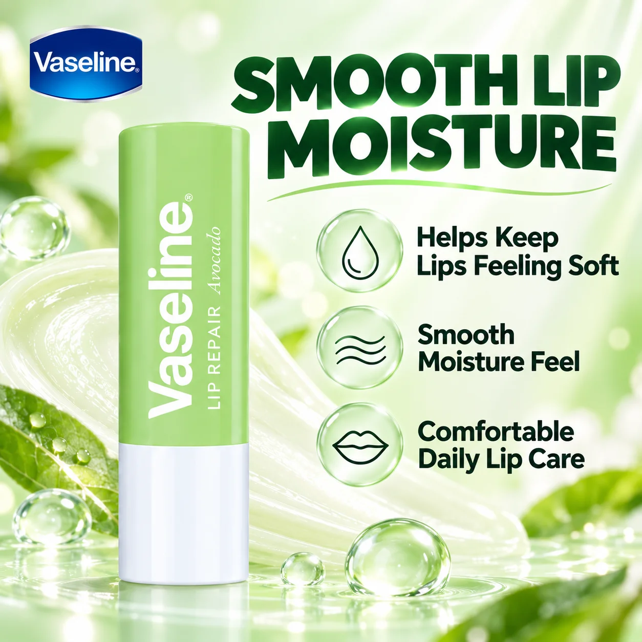 Vaseline Moisture Care 3PCS Set 200ml Extra Rich Body Lotion 3.5g Avocado Lip Balm & 7g Original Lip Therapy Jar Hydrating Dry