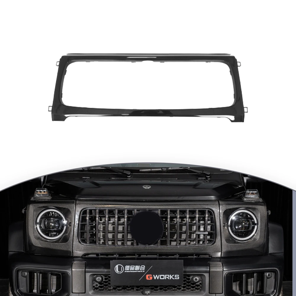 

2025 -Benz G Class W465 G63 JCW Dry Carbon Front Center Bumper Hood Grille Frame New Exterior Body Parts