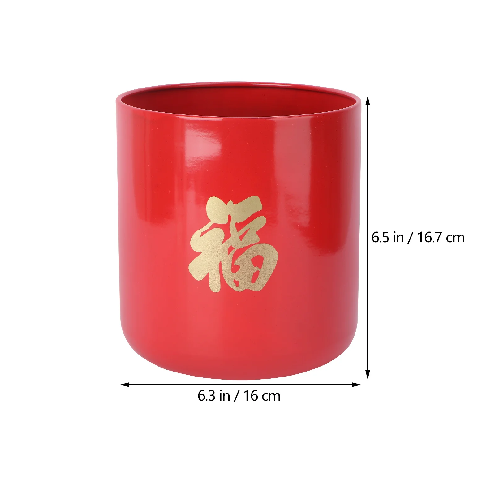 Red Fu Iron Flower Arrangement Container Chinese Chinese New Year Adornment New Year Decor For Home Wedding Party Unique Holder
