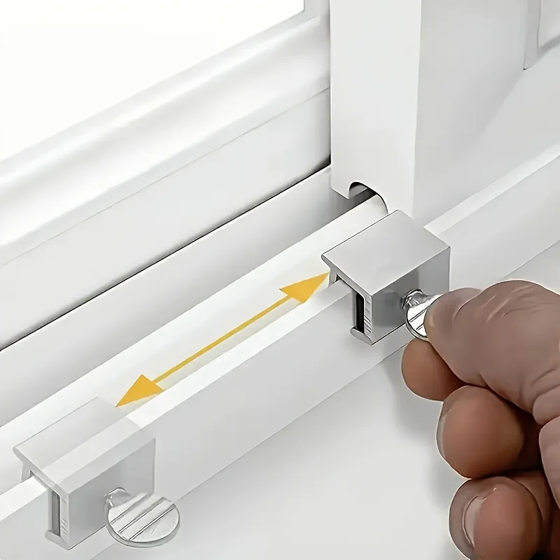 4/2 Piece Set Sliding Window Lock, Window Restrictor, No Drilling Required, Suitable for Horizontal and Vertical Sliding Windows, Door and Window Lock, Sliding Door Lock, Protective Safety Anti-Theft Limit Safety Lock