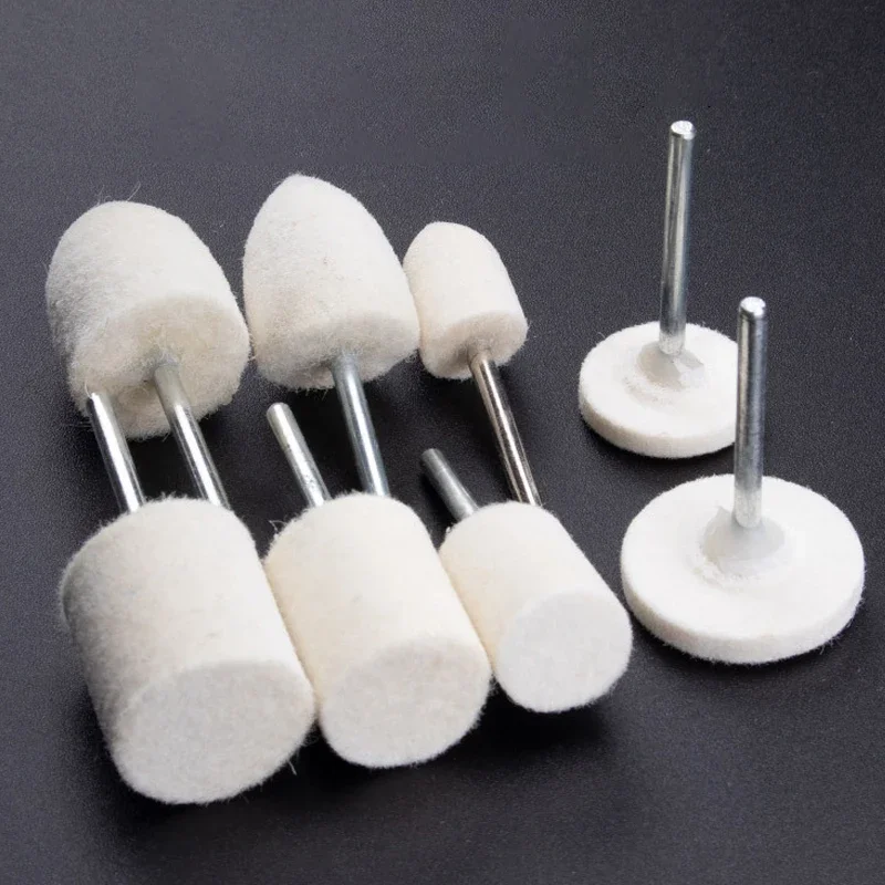 5pcs OD 3-25mm Wool Felt Mounted Polishing Buffing Wheel 2.35/3mm Shank Grinding head For Dremel Drill Rotary Tools
