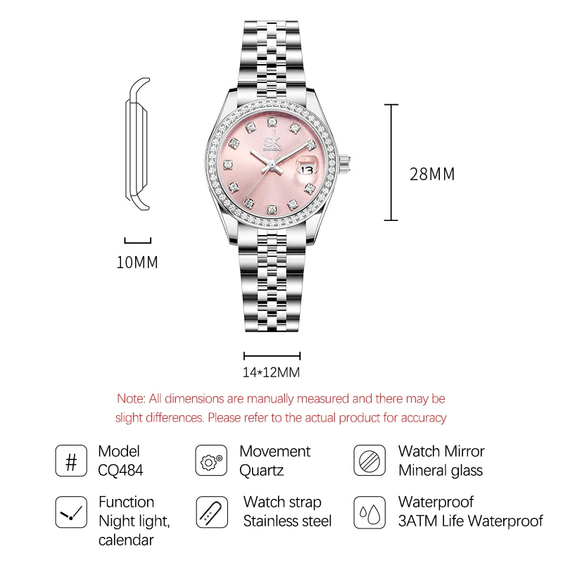UTHAI CQ484 ساعة نسائية عصرية، شريط فولاذي فاخر خفيف، ساعة كوارتز مرصعة بالألماس مقاومة للماء، هدية رائعة على مدار الساعة