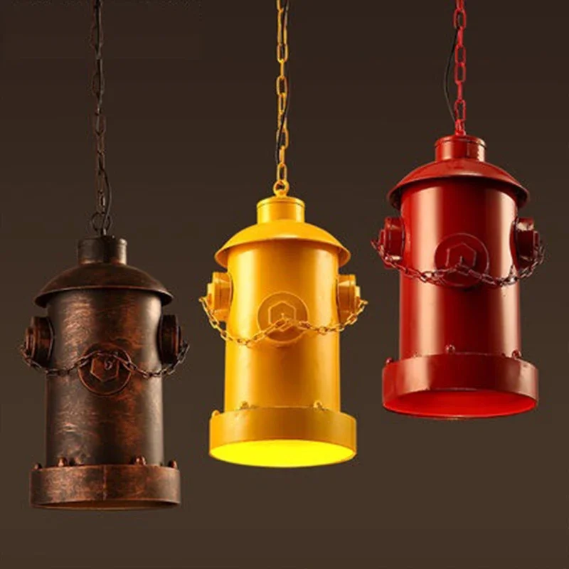 

Retro Hydrant Loft LED Pendant Light Fixture American Iron Industrial Vintage Lighting for Restaurant Fire Hydrant Hanging Lamp