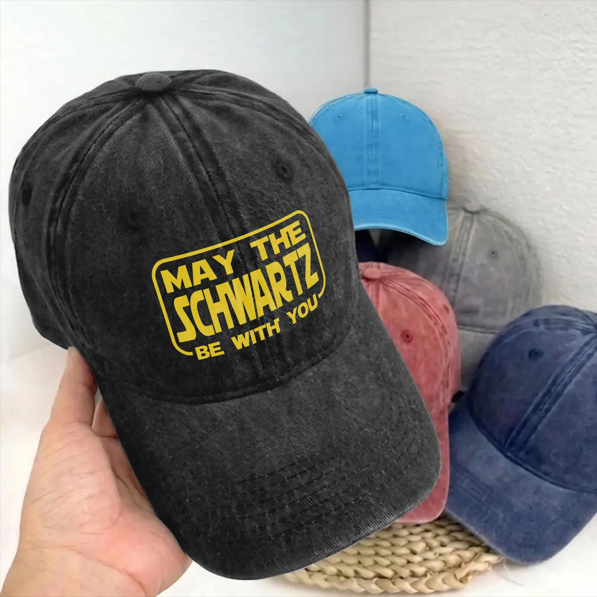 Casual Space Movie Balls Funny Baseball Cap Unstructured Unisex Schwartz Be with You Distressed Washed Snapback Cap Gift Hats
