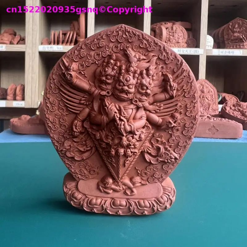 密教仏教の陶器製仏像-ハヤグリヴァ-手作り仏像-聖なるタシャタシャ-仏教寺院-ラマ僧侶の礼拝用-10cm