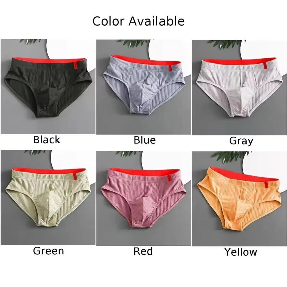 1/3PCS Men Briefs Mid Waist Elastic Soft Breathable Anti-septic U Convex Striped Solid Color Casual Men Underpants underwear men image 6