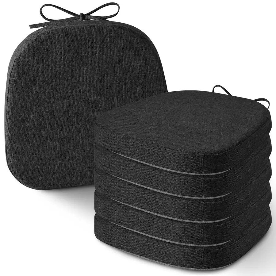 

Set of 6 Chair Cushions for Metal Dining Chairs 14x14 Chair Pads with Ties Non Slip Thick Seat Cushions with Textured and Remova